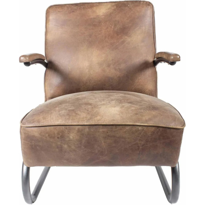 Perth Brown Leather Club Chair Club Chairs LOOMLAN By Moe's Home