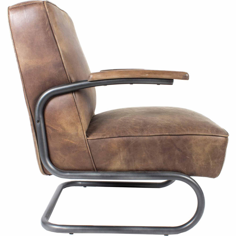 Perth Brown Leather Club Chair Club Chairs LOOMLAN By Moe's Home