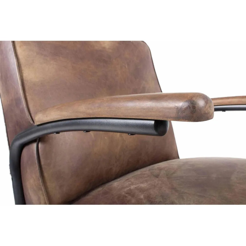 Perth Brown Leather Club Chair Club Chairs LOOMLAN By Moe's Home