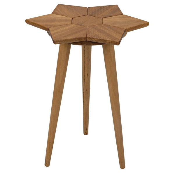 Petal Teak Wood Geometric Side Table Side Tables LOOMLAN By Noir