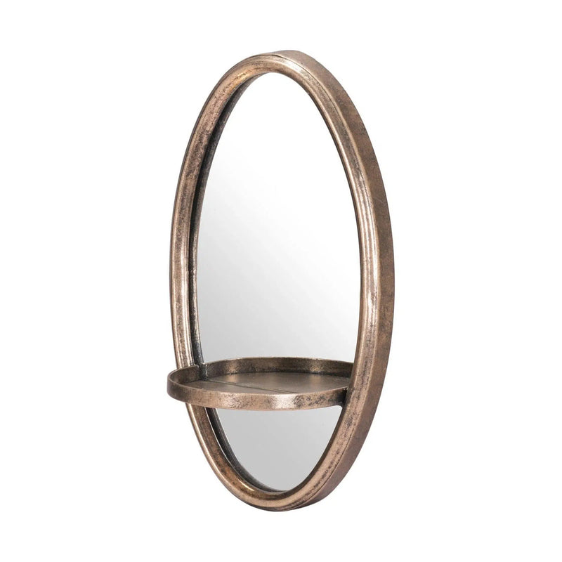 Petite Ogee Mirror & Shelf Gold Wall Mirrors LOOMLAN By Zuo Modern