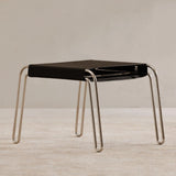 Petra Black Leather and Steel Stool Poufs and Stools LOOMLAN By Moe's Home