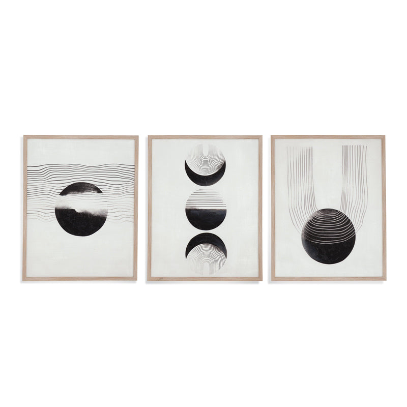 Phases Black Wall Art (Set of 3) Artwork LOOMLAN By Bassett Mirror