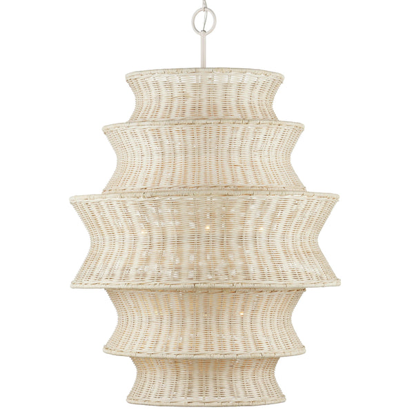 Phebe Large Rattan Chandelier Chandeliers LOOMLAN By Currey & Co