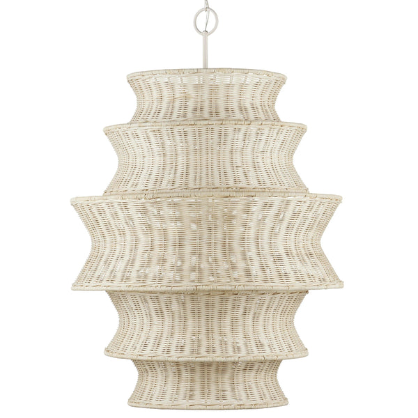 Phebe Large Rattan Chandelier Chandeliers LOOMLAN By Currey & Co