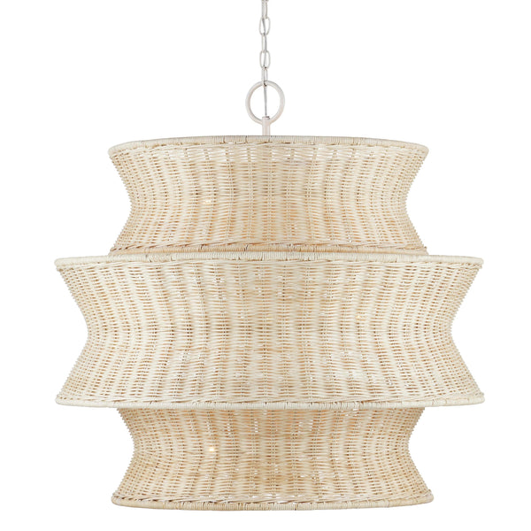 Phebe Medium Rattan Chandelier Chandeliers LOOMLAN By Currey & Co