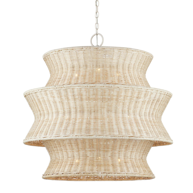 Phebe Medium Rattan Chandelier Chandeliers LOOMLAN By Currey & Co