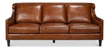 Philipe Distilled Leather and Wood Brown Sofa Sofas & Loveseats LOOMLAN By Sarreid