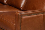 Philipe Distilled Leather and Wood Brown Sofa Sofas & Loveseats LOOMLAN By Sarreid