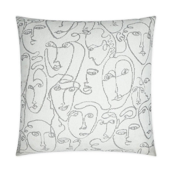 Picasso Novelty Grey White Large Throw Pillow With Insert Throw Pillows LOOMLAN By D.V. Kap