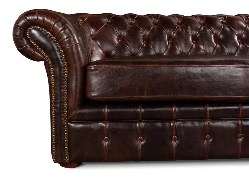 Piccadilly 3 Seat Chesterfield Sofa Club Leather Sofas & Loveseats LOOMLAN By Sarreid