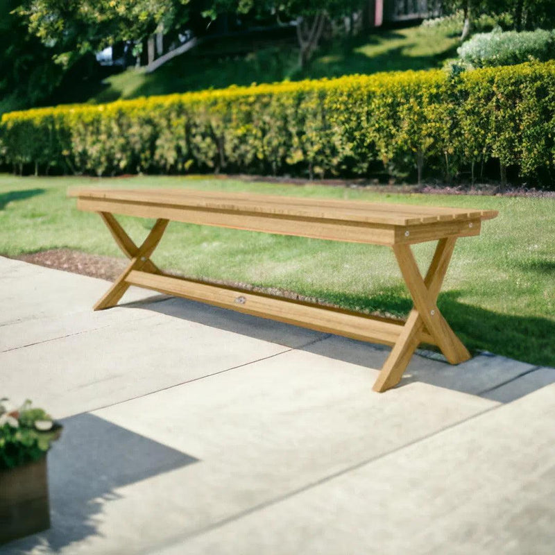 Picnic 3-Person Teak Outdoor Bench Outdoor Benches LOOMLAN By HiTeak