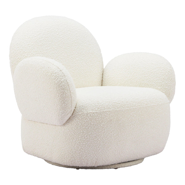 Pilka White Swivel Arm Chair Club Chairs LOOMLAN By Zuo Modern