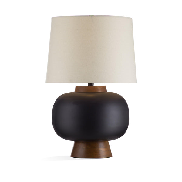 Ping Wood and Metal Black Table Lamp Table Lamps LOOMLAN By Bassett Mirror