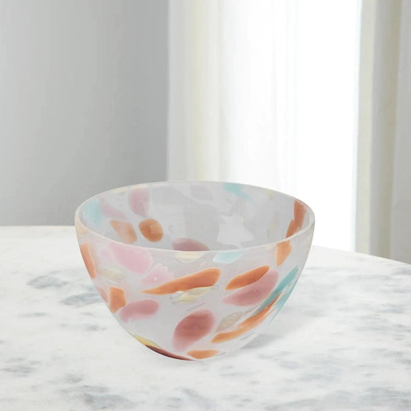 Pink Jaspe Glass Watercolor Bowl - Small Boxes & Bowls LOOMLAN By Jamie Young