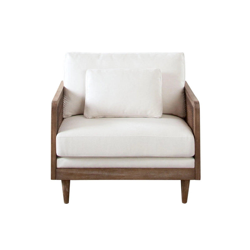 Piper Rattan and White Linen Fabric Arm Chair Club Chairs LOOMLAN By Diamond Sofa