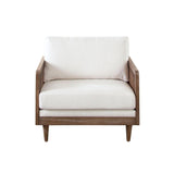 Piper Rattan and White Linen Fabric Arm Chair Club Chairs LOOMLAN By Diamond Sofa