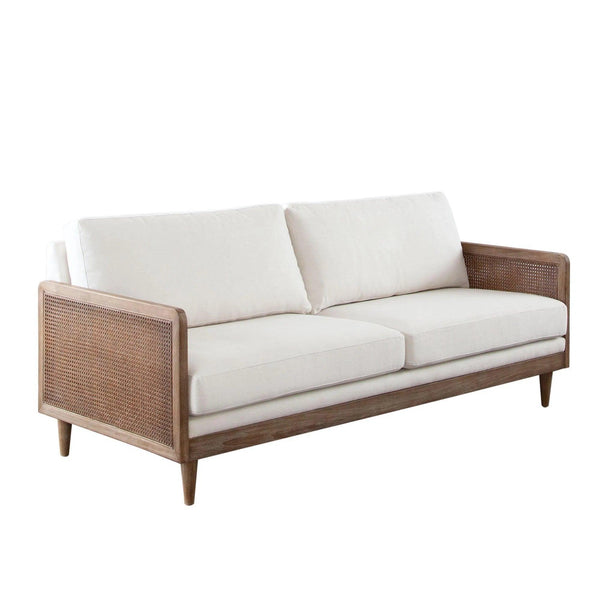 Piper Rattan and White Linen Fabric Sofa Sofas & Loveseats LOOMLAN By Diamond Sofa