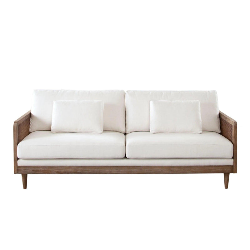 Piper Rattan and White Linen Fabric Sofa Sofas & Loveseats LOOMLAN By Diamond Sofa