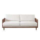 Piper Rattan and White Linen Fabric Sofa Sofas & Loveseats LOOMLAN By Diamond Sofa