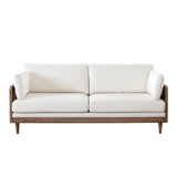 Piper Rattan and White Linen Fabric Sofa Sofas & Loveseats LOOMLAN By Diamond Sofa