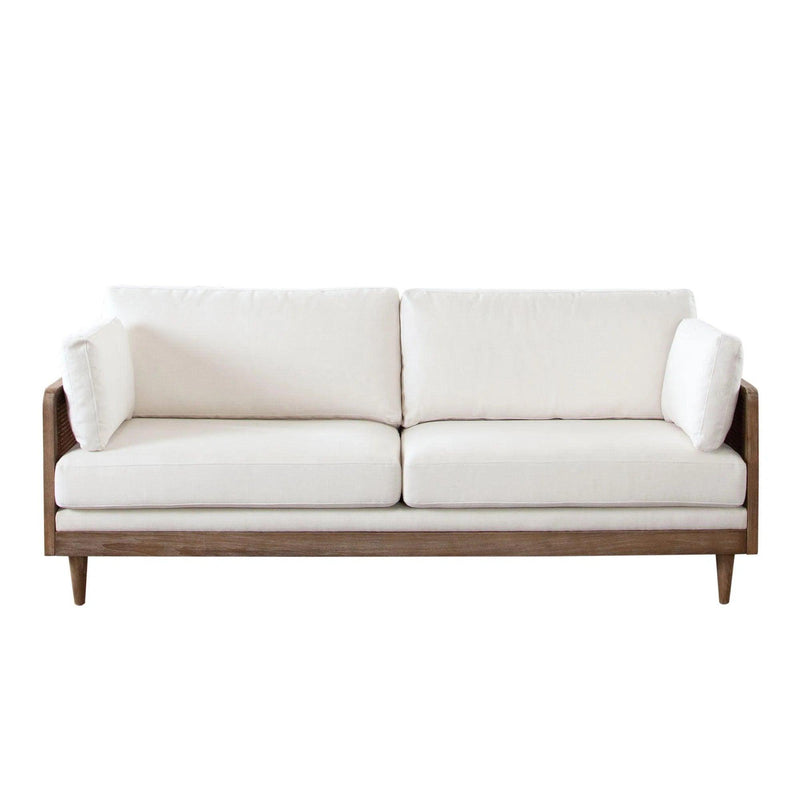 Piper Rattan and White Linen Fabric Sofa Sofas & Loveseats LOOMLAN By Diamond Sofa