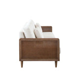 Piper Rattan and White Linen Fabric Sofa Sofas & Loveseats LOOMLAN By Diamond Sofa