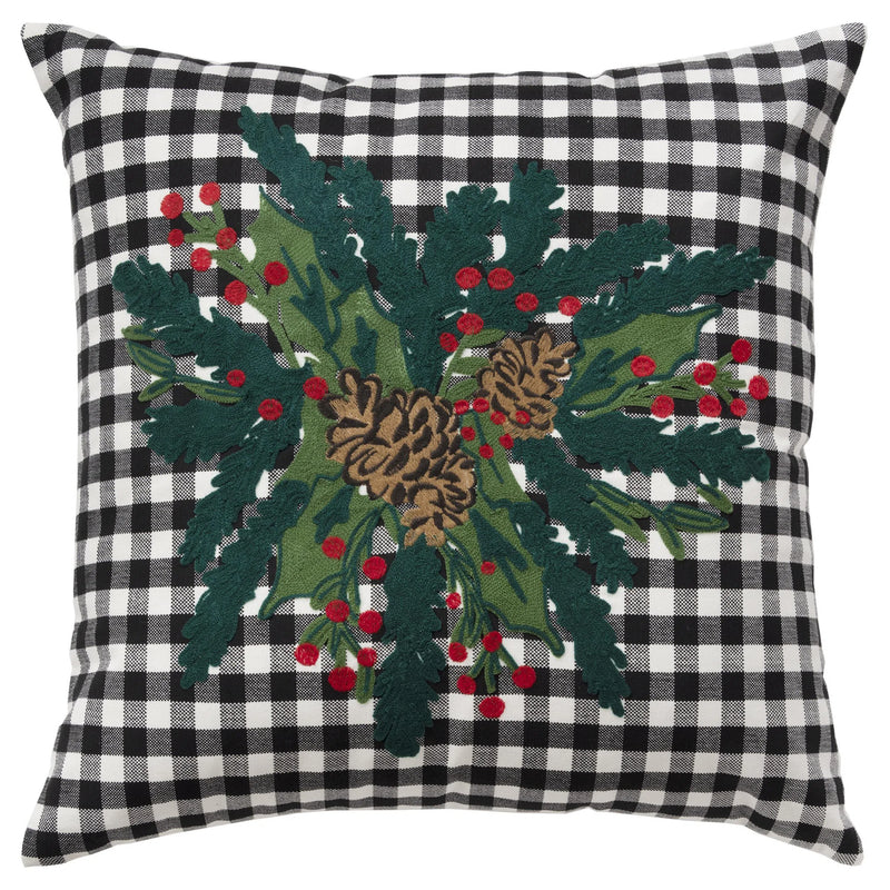 Plaid Green Throw Pillow With Down Insert Throw Pillows LOOMLAN By LOOMLAN