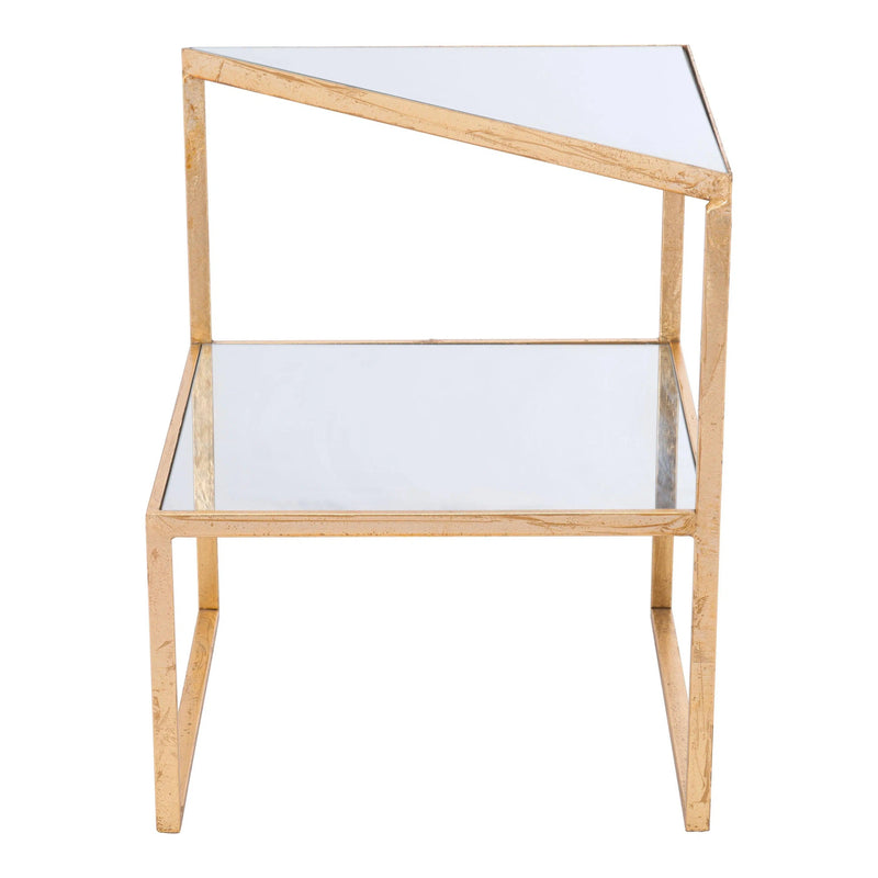 Planes Side Table Gold & Mirror Side Tables LOOMLAN By Zuo Modern