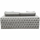 Platinum Grey Velvet Loveseat With Silver Metal Trim Sofas & Loveseats LOOMLAN By Diamond Sofa