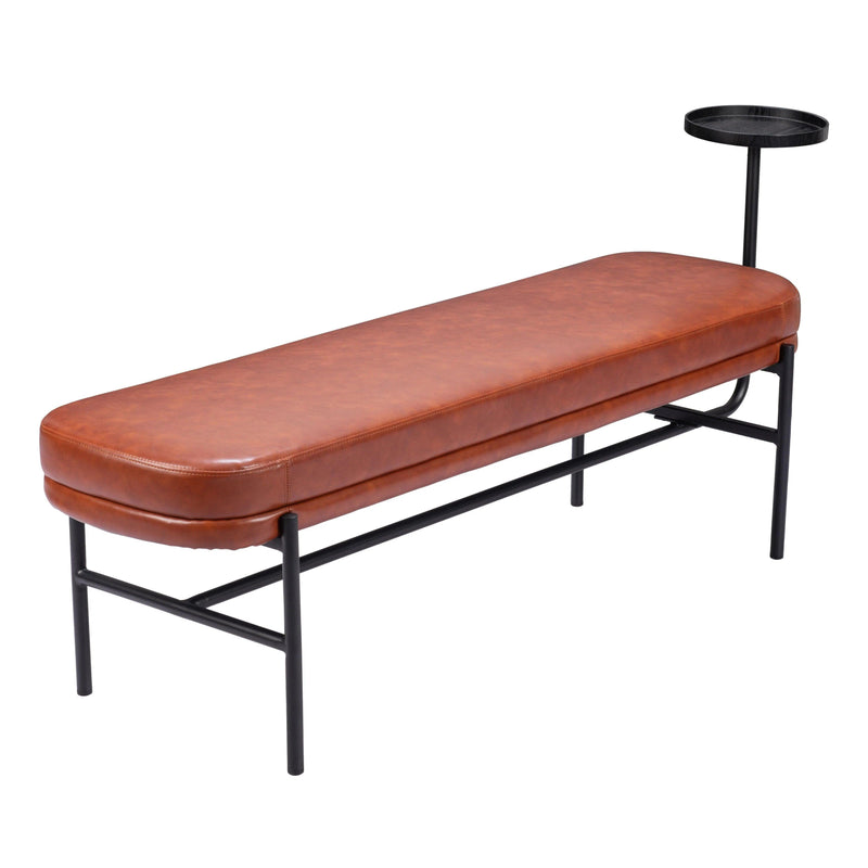 Ploce Wood and Steel Brown Bench Bedroom Benches LOOMLAN By Zuo Modern