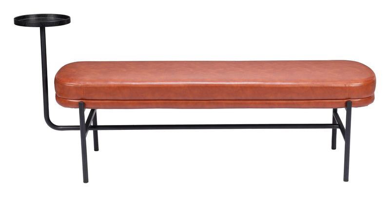 Ploce Wood and Steel Brown Bench Bedroom Benches LOOMLAN By Zuo Modern