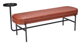 Ploce Wood and Steel Brown Bench Bedroom Benches LOOMLAN By Zuo Modern