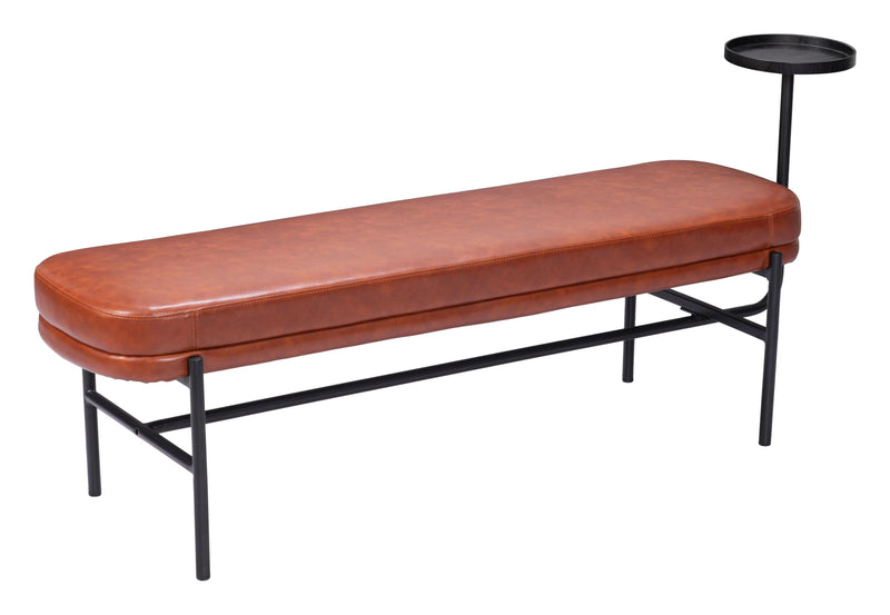 Ploce Wood and Steel Brown Bench Bedroom Benches LOOMLAN By Zuo Modern