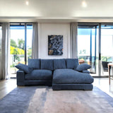 Plunge Blue Navy Corduroy Reversible Sectional With Chaise Modular Sofas LOOMLAN By Moe's Home