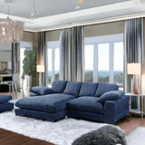 Plunge Blue Navy Corduroy Reversible Sectional With Chaise Modular Sofas LOOMLAN By Moe's Home