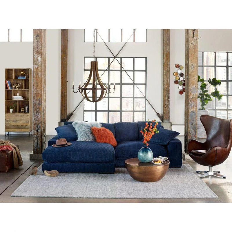 Plunge Blue Navy Corduroy Reversible Sectional With Chaise Modular Sofas LOOMLAN By Moe's Home