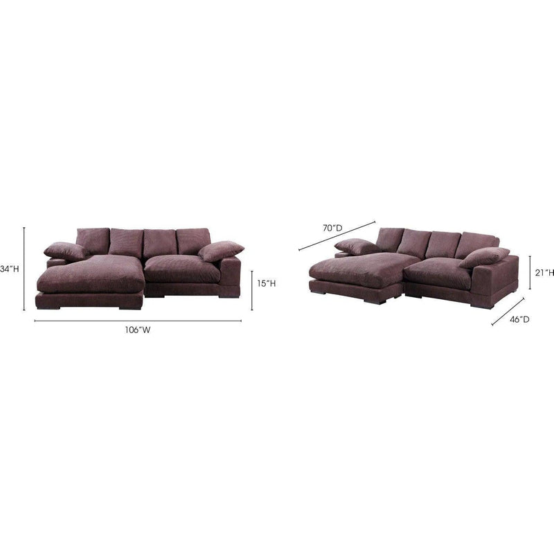 Plunge Brown Corduroy Reversible Sectionals Sofa With Chaise Modular Sofas LOOMLAN By Moe's Home