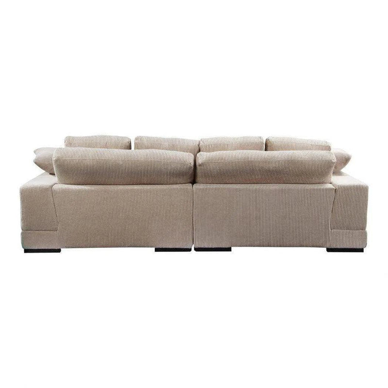 Plunge Cappuccino Cream Corduroy Reversible Sectional Sofa with Chaise Modular Sofas LOOMLAN By Moe's Home