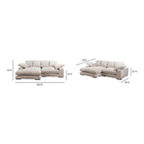 Plunge Cappuccino Cream Corduroy Reversible Sectional Sofa with Chaise Modular Sofas LOOMLAN By Moe's Home