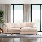 Plunge Cappuccino Cream Corduroy Reversible Sectional Sofa with Chaise Modular Sofas LOOMLAN By Moe's Home