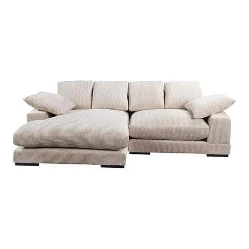 Plunge Cappuccino Cream Corduroy Reversible Sectional Sofa with Chaise Modular Sofas LOOMLAN By Moe's Home