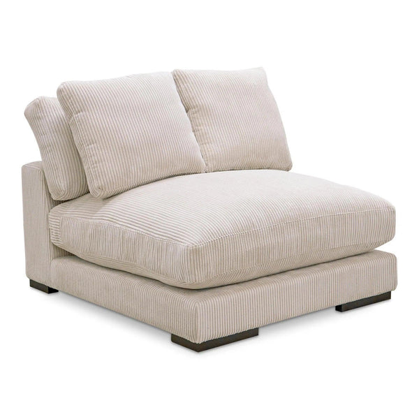 Plunge Polyester and Plywood Cream Armless Slipper Chair Sofas & Loveseats LOOMLAN By Moe's Home