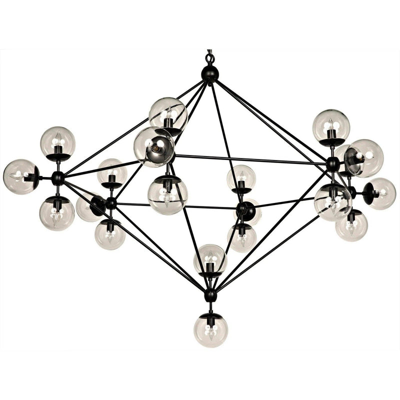 Pluto Black Steel and Glass Large Chandelier Chandeliers LOOMLAN By Noir