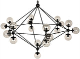 Pluto Black Steel and Glass Large Chandelier Chandeliers LOOMLAN By Noir