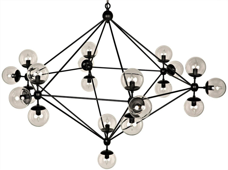 Pluto Black Steel and Glass Large Chandelier Chandeliers LOOMLAN By Noir