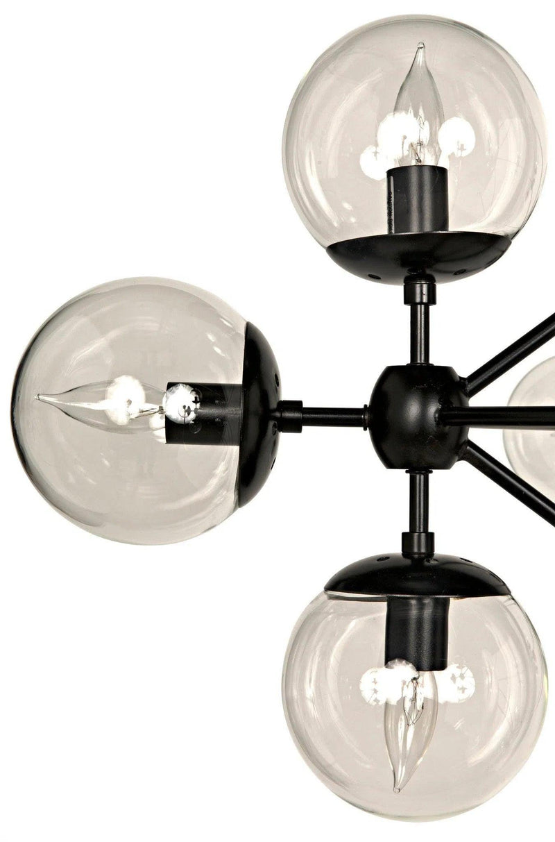 Pluto Black Steel and Glass Large Chandelier Chandeliers LOOMLAN By Noir