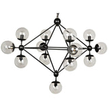 Pluto Black Steel and Glass Small Chandelier Chandeliers LOOMLAN By Noir