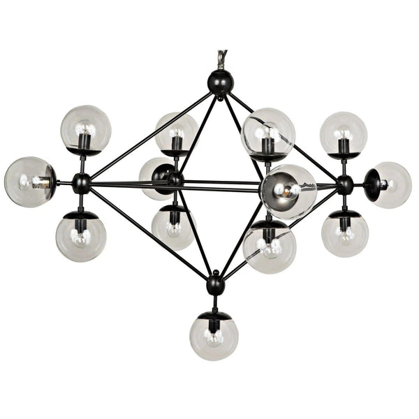 Pluto Black Steel and Glass Small Chandelier Chandeliers LOOMLAN By Noir