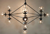 Pluto Black Steel and Glass Small Chandelier Chandeliers LOOMLAN By Noir